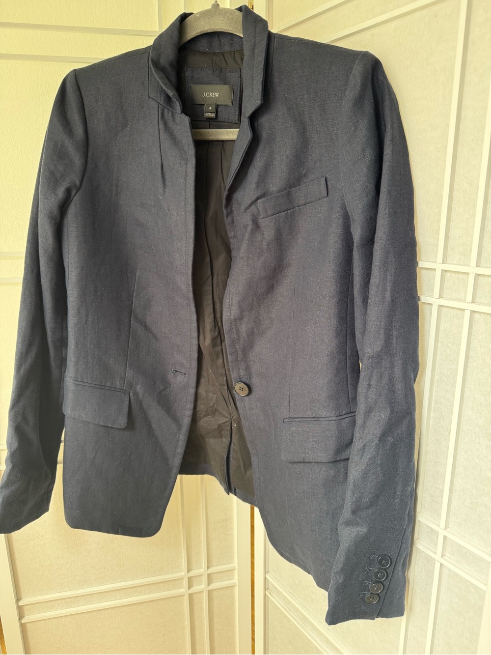 JCrew Linen Dark Navy Single-Button Blazer